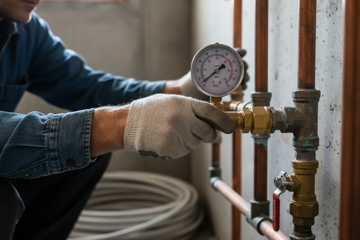 Pressure testing a repaired line during Water Line Repair in Windfall